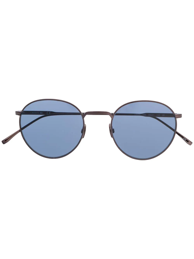 Shop Lacoste Round-frame Sunglasses In Black