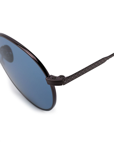 Shop Lacoste Round-frame Sunglasses In Black