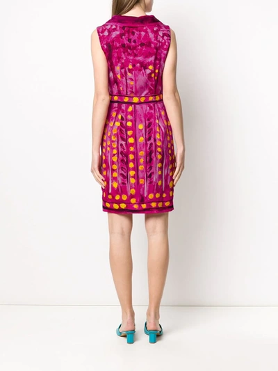 Shop Moschino Brushstroke Print Sleeveless Dress In Pink