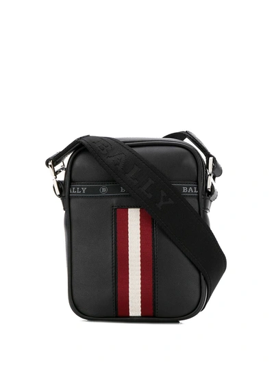 Shop Bally Stripe Detail Logo Strap Messenger Bag In Black