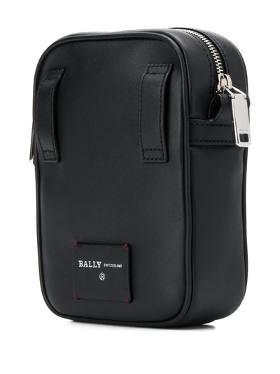 Shop Bally Stripe Detail Logo Strap Messenger Bag In Black