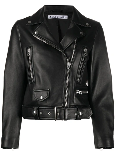 Shop Acne Studios Leather Biker Jacket In Black