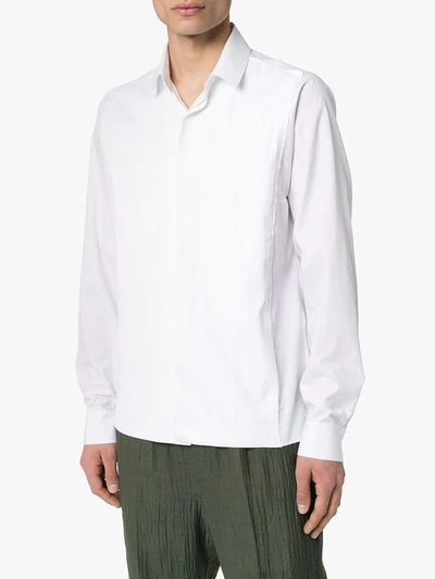 Shop Haider Ackermann Frayed-seam Buttoned Shirt In White