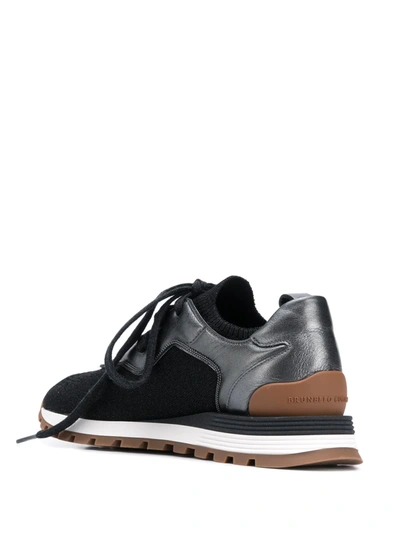 Shop Brunello Cucinelli Low-top Knitted Trainers In Black
