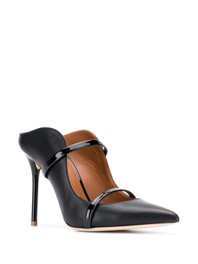 Malone Souliers Pointed Toe Mules With Glossy Strap Details In Animal Print