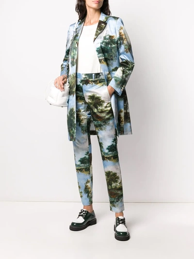 Shop Comme Des Garçons Graphic Print Single-breasted Coat In Blue