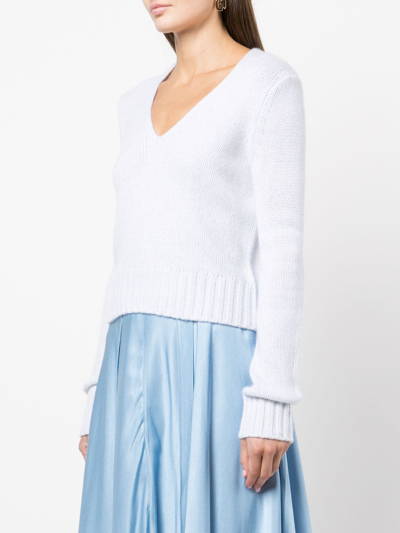 Shop Vince V-neck Cashmere Sweater In Blue