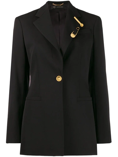 Shop Versace Tailored Long-length Blazer In Black