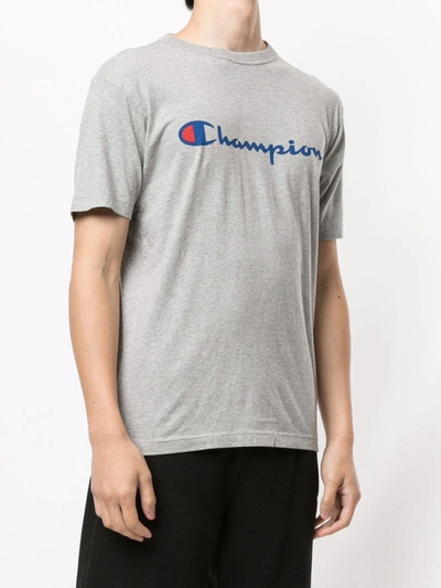 Shop Champion Logo Print Crew Neck T-shirt In Grey