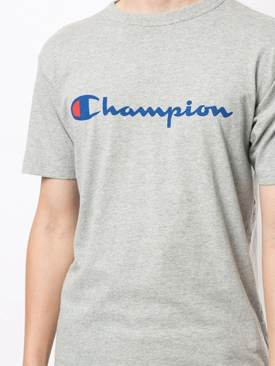 Shop Champion Logo Print Crew Neck T-shirt In Grey