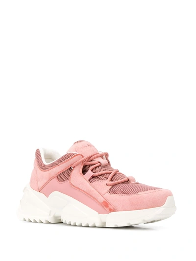 Ferragamo Skylar Patent Leather-trimmed Suede And Mesh Sneakers In Pink