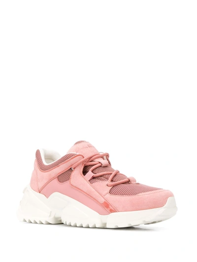 Skyla Mixed Leather Trainer Sneakers In Pink