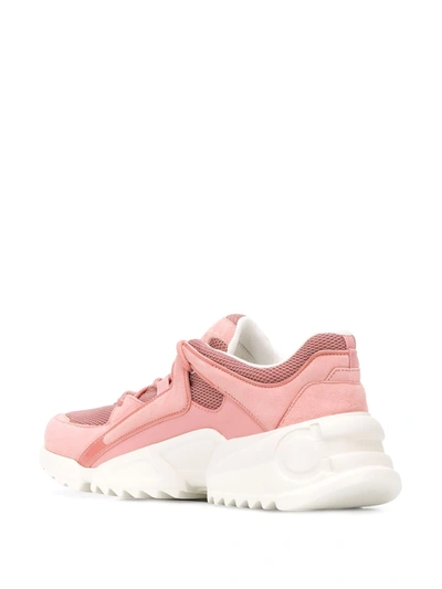 Ferragamo Skylar Patent Leather-trimmed Suede And Mesh Sneakers In Pink