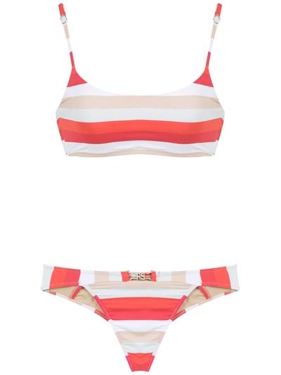 Shop Amir Slama Striped Bikini Set In Red