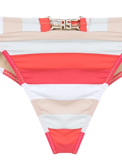 Shop Amir Slama Striped Bikini Set In Red