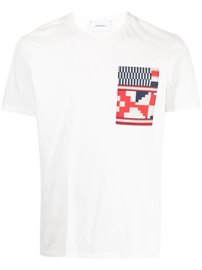 Shop Ports V Geometric-print Logo T-shirt In White