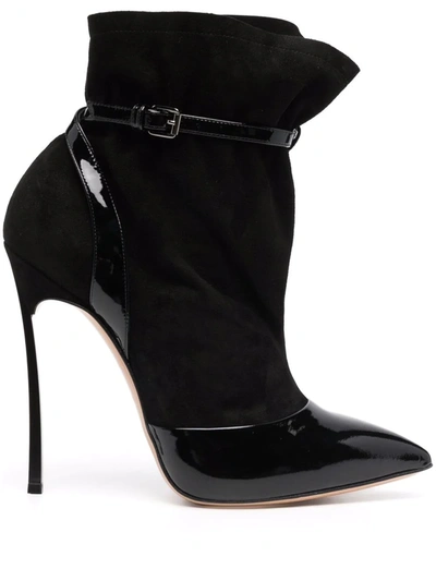 Casadei Blade Vogue High Heels Ankle Boots In Black Leather And Fabric |  ModeSens