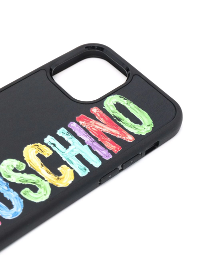Shop Moschino Logo-print Iphone 12/12 Pro Case In Schwarz