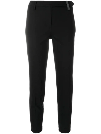 Brunello Cucinelli Slim Fit Trousers With Belt Loops And Side Pockets In Black