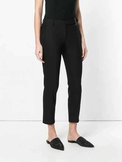 Brunello Cucinelli Slim Fit Trousers With Belt Loops And Side Pockets In Black