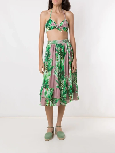 Shop Amir Slama Floral Print Bikini Set In Green