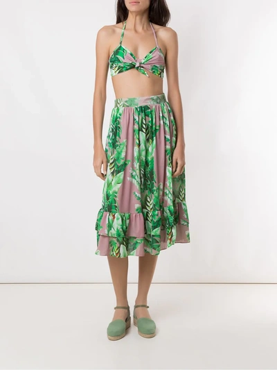 Amir Slama Floral Print Bikini Set In Green