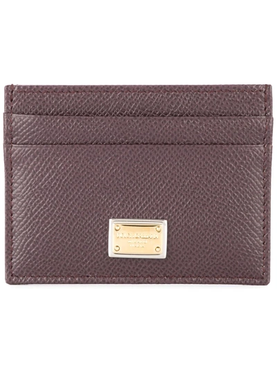 Shop Dolce & Gabbana Logo-tag Leather Card Holder In Brown