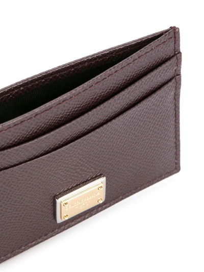 Shop Dolce & Gabbana Logo-tag Leather Card Holder In Brown