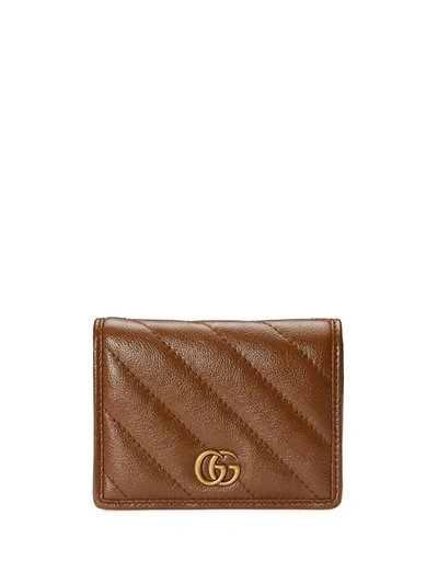 Shop Gucci Gg Marmont Leather Wallet In Brown