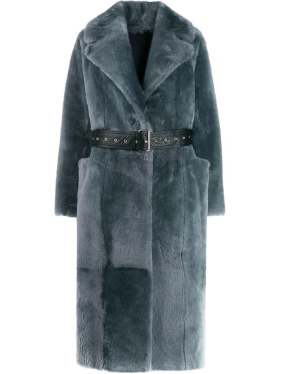 Shop Common Leisure Love Belted Coat In Grey