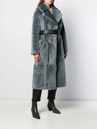 Shop Common Leisure Love Belted Coat In Grey
