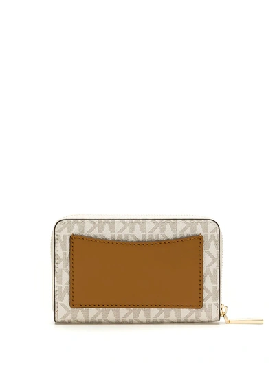 Shop Michael Michael Kors Small Monogram Zipped Wallet In Neutrals