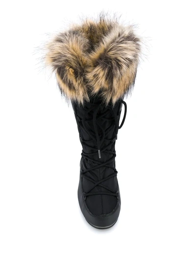 Moon Boot Monaco Faux Fur-trimmed Shell Snow Boots In Black | ModeSens