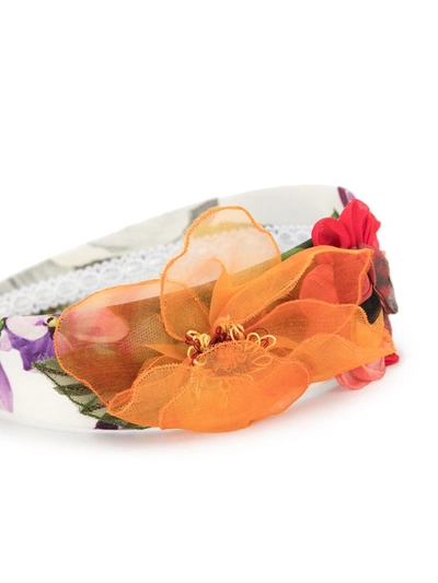 Shop Dolce & Gabbana Flower Appliqué Headband In White