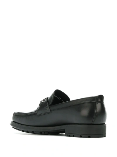 Shop Ferragamo Double Gancio Horsebit Loafers In Black