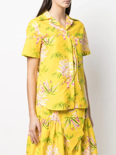Shop Kenzo Floral Print Shirt In Yellow