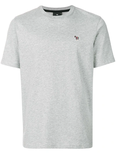 Shop Ps By Paul Smith Zebra-patch Crew-neck T-shirt In Grey