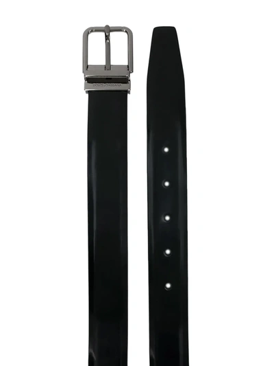 Dolce & Gabbana Leather Belt Adjustable Silver Hardware In Black