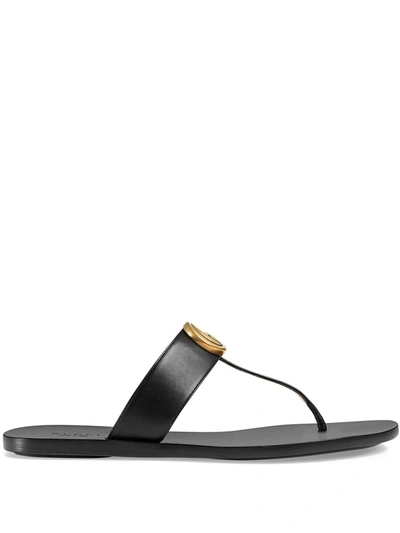 GUCCI DOUBLE G LEATHER THONG SANDALS 497444A3N0012937638