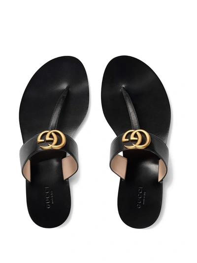 GUCCI DOUBLE G LEATHER THONG SANDALS 497444A3N0012937638