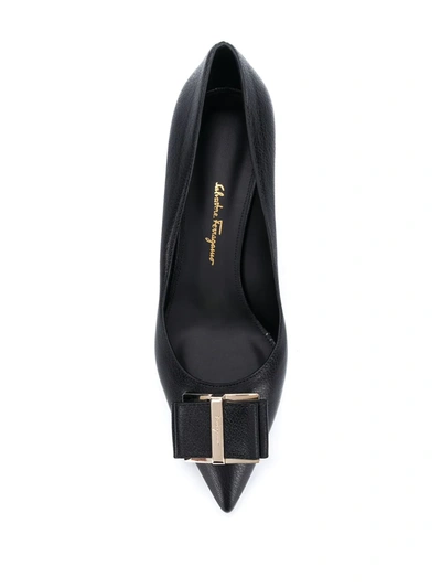 Shop Ferragamo Zaia Bow Embellished Pumps In Black