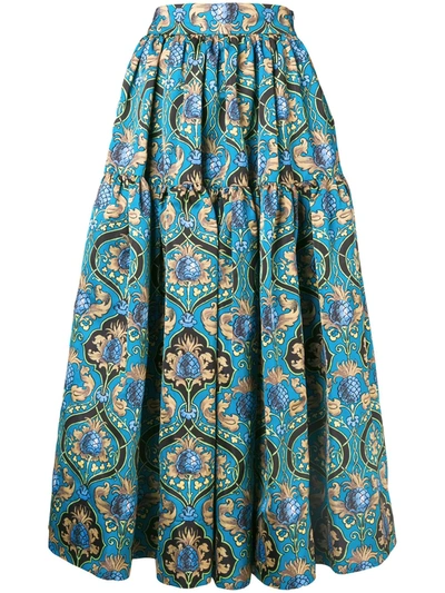 Shop La Doublej Printed Radzmir Skirt In Blue
