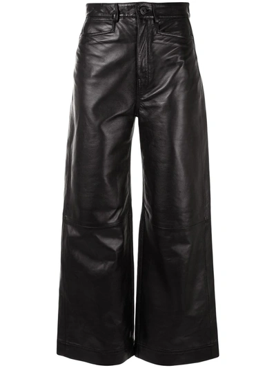 Shop Proenza Schouler White Label High-rise Leather Culottes In Black