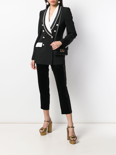 Shop Dolce & Gabbana Double Breasted Two Tone Blazer In Black
