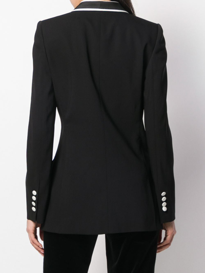 Shop Dolce & Gabbana Double Breasted Two Tone Blazer In Black