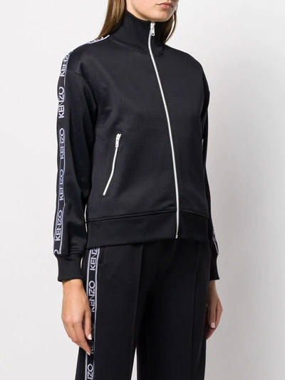 Shop Kenzo Logo Stripe Track Jacket In Black