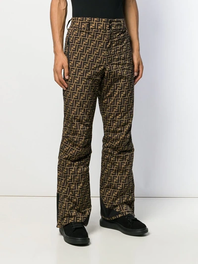 Shop Fendi Ff-logo Ski Trousers In Brown