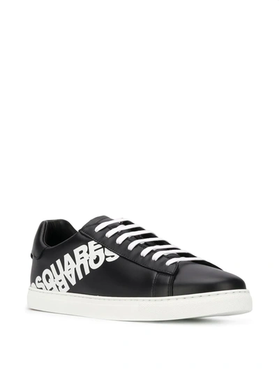 Dsquared2 Lace-up Low Top Logo Print Sneakers In Black