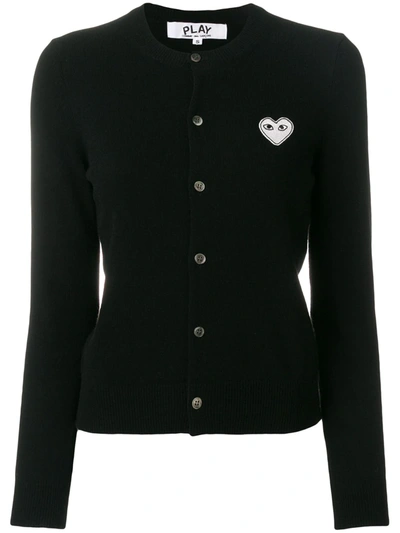 Shop Comme Des Garçons Play Heart Logo Cardigan In Black