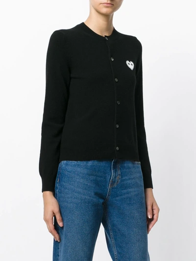 Comme Des Garçons Play Black Heart Patch Cardigan In Black